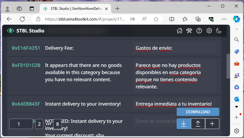 Exporting the translation