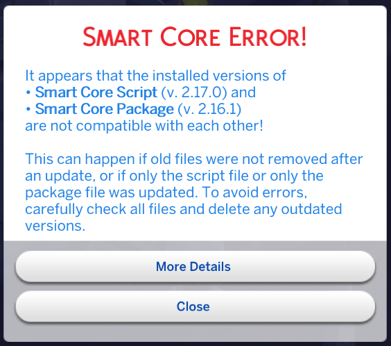 Smart Core Version Mismatch